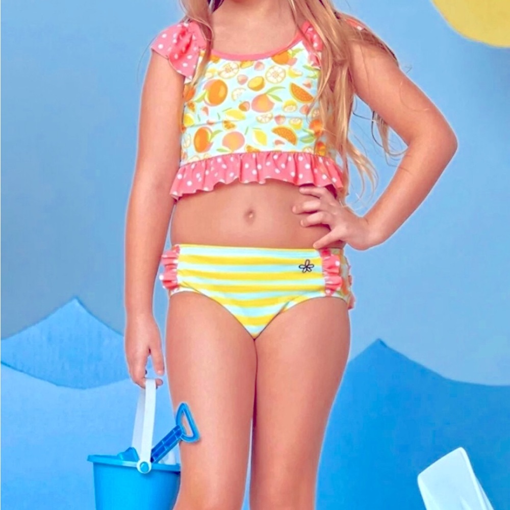 Size 2,6 NWT Matilda Jane Refresh Lemon print Swimsuit Set